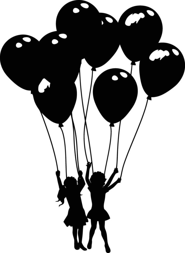 ai gegenereerd silhouet ballon partij zwart kleur enkel en alleen vector