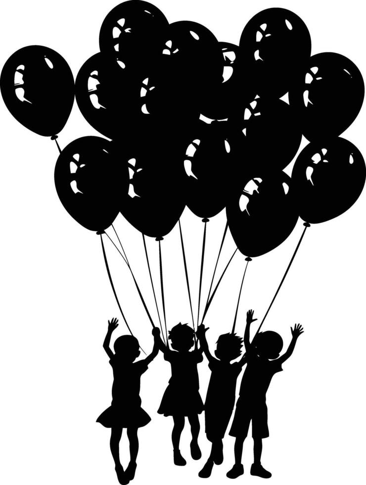 ai gegenereerd silhouet ballon partij zwart kleur enkel en alleen vector