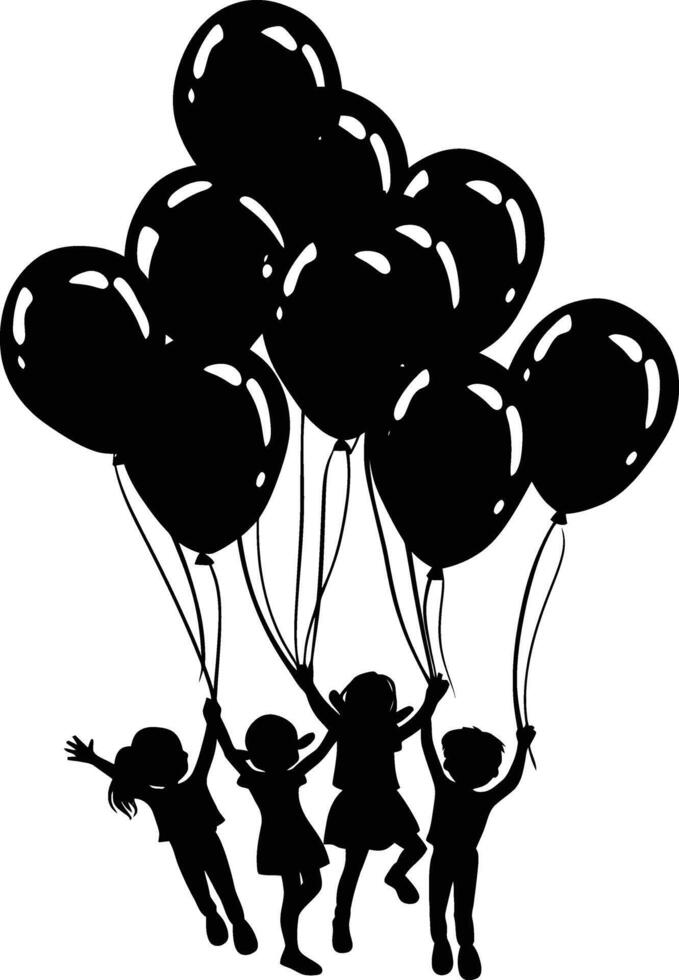 ai gegenereerd silhouet ballon partij zwart kleur enkel en alleen vector