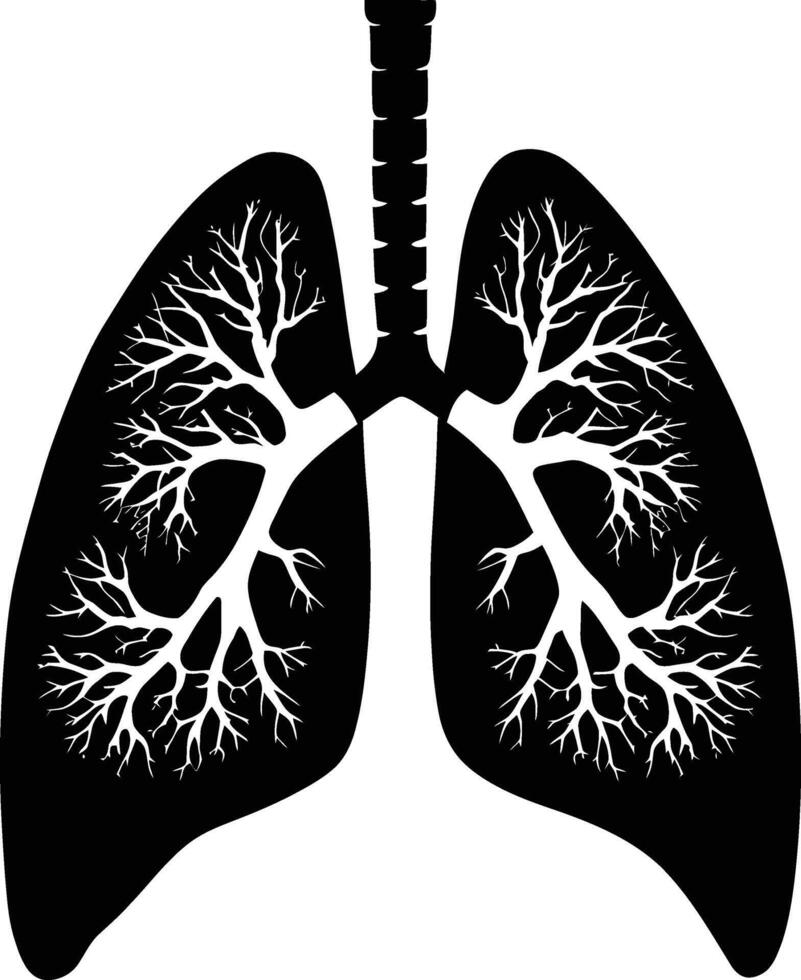 ai gegenereerd silhouet voor intern organen van longen zwart kleur enkel en alleen vector