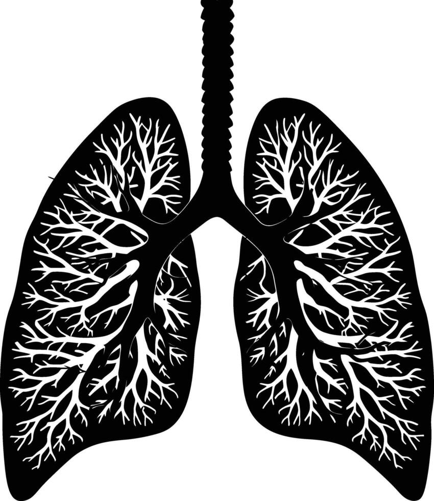 ai gegenereerd silhouet voor intern organen van longen zwart kleur enkel en alleen vector