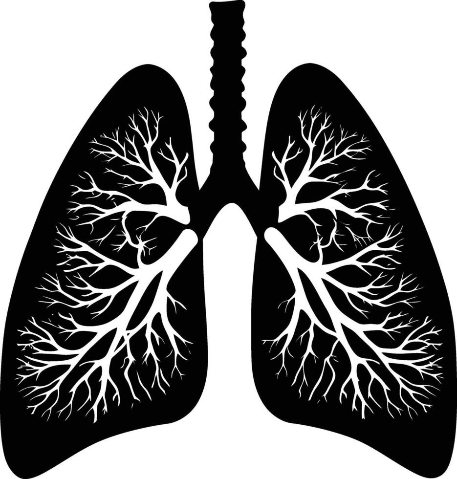 ai gegenereerd silhouet voor intern organen van longen zwart kleur enkel en alleen vector