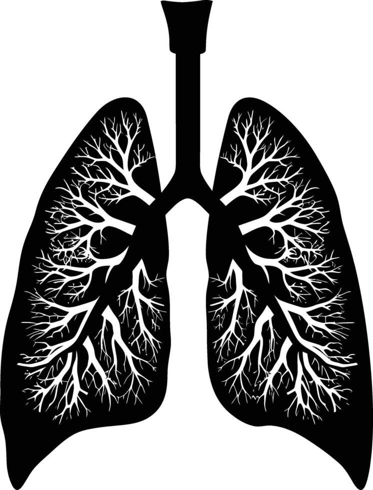 ai gegenereerd silhouet voor intern organen van longen zwart kleur enkel en alleen vector