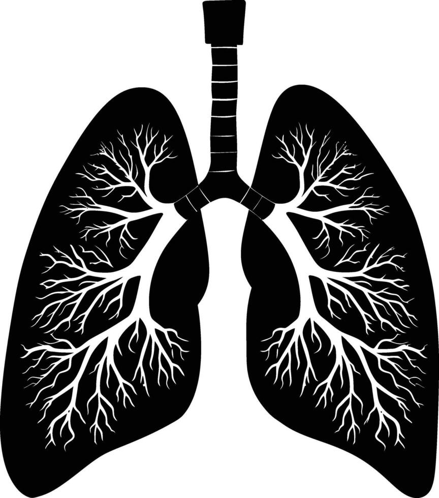 ai gegenereerd silhouet voor intern organen van longen zwart kleur enkel en alleen vector