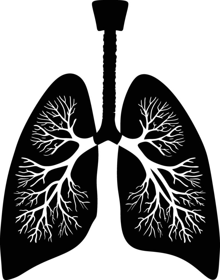 ai gegenereerd silhouet voor intern organen van de longen zwart kleur enkel en alleen vector