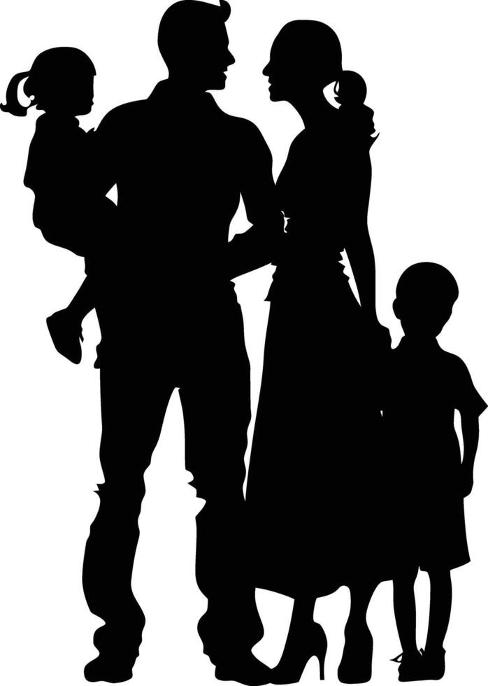 ai gegenereerd silhouet gelukkig familie zwart kleur enkel en alleen vol lichaam vector