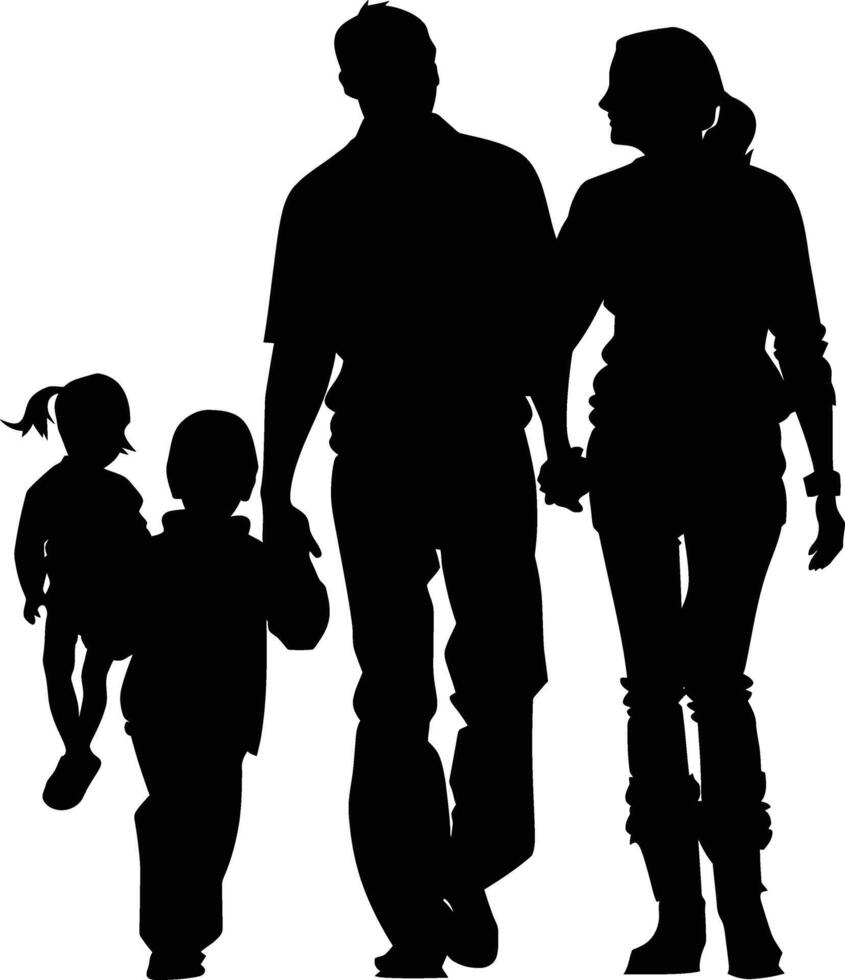 ai gegenereerd silhouet gelukkig familie zwart kleur enkel en alleen vol lichaam vector