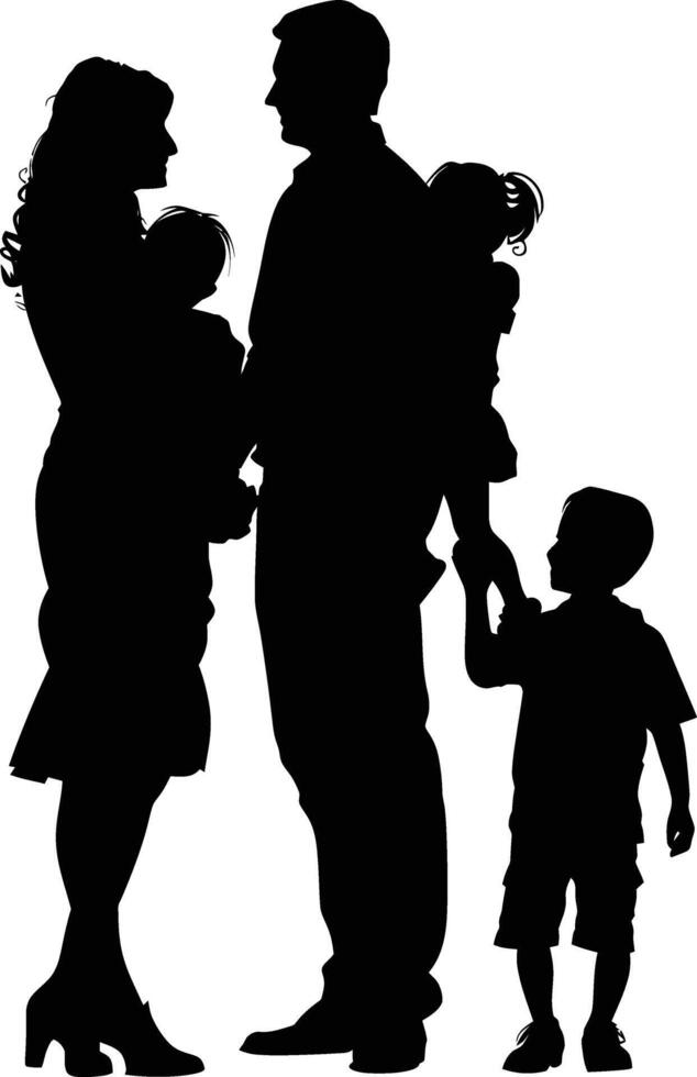 ai gegenereerd silhouet gelukkig familie zwart kleur enkel en alleen vol lichaam vector