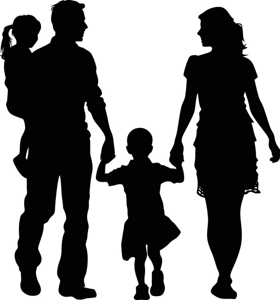 ai gegenereerd silhouet gelukkig familie zwart kleur enkel en alleen vol lichaam vector