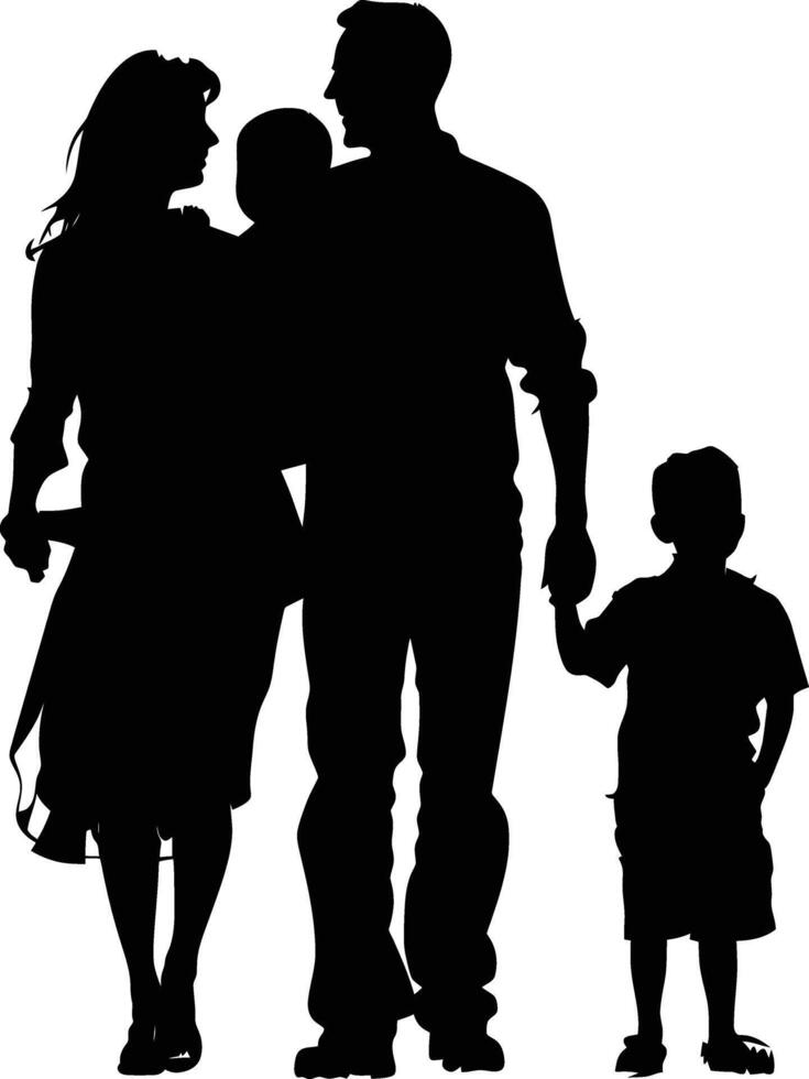 ai gegenereerd silhouet gelukkig familie zwart kleur enkel en alleen vol lichaam vector