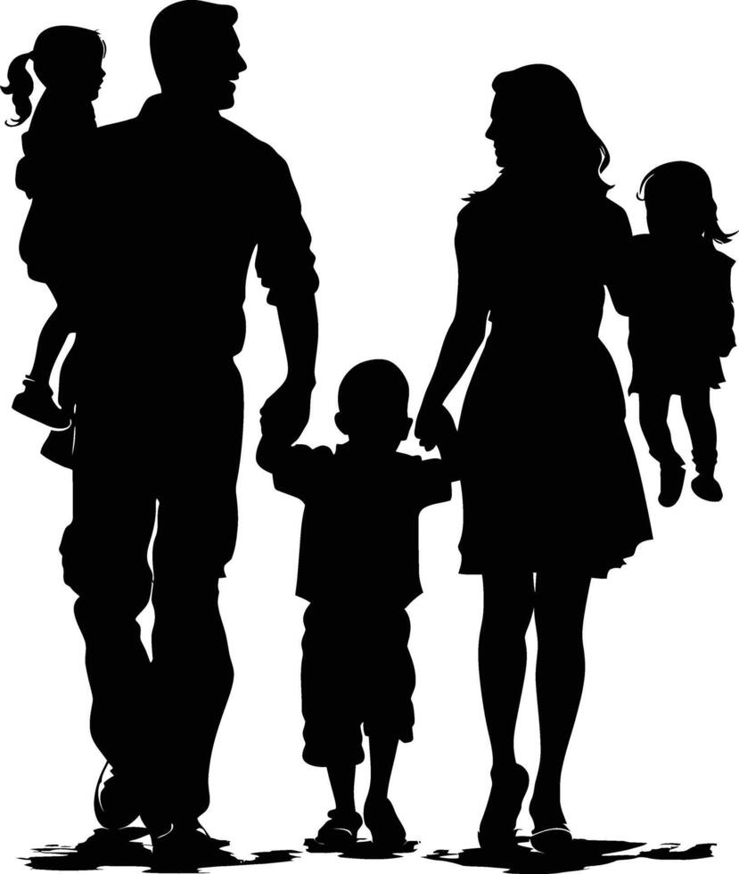 ai gegenereerd silhouet gelukkig familie zwart kleur enkel en alleen vol lichaam vector