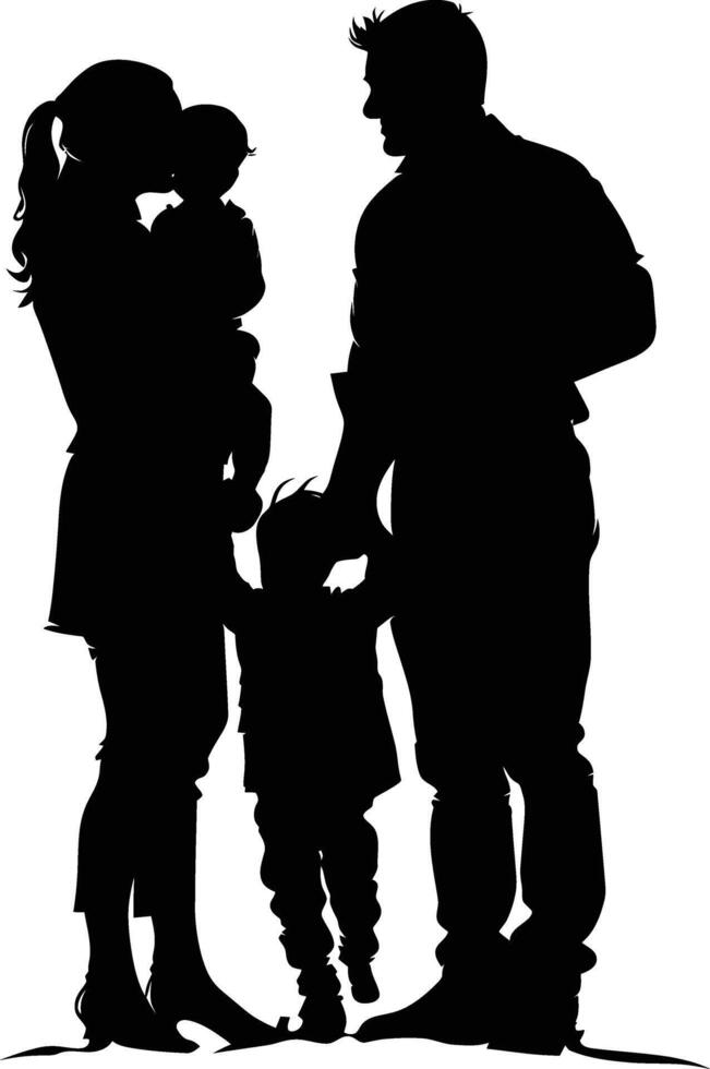 ai gegenereerd silhouet gelukkig familie zwart kleur enkel en alleen vol lichaam vector