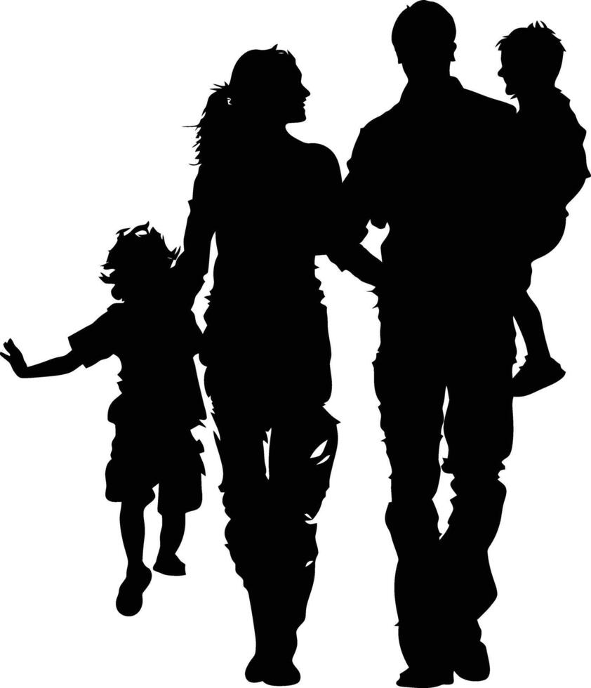 ai gegenereerd silhouet gelukkig familie zwart kleur enkel en alleen vol lichaam vector