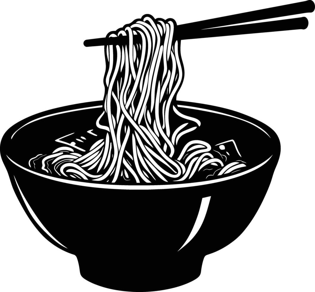 ai gegenereerd silhouet noodle zwart kleur enkel en alleen vector