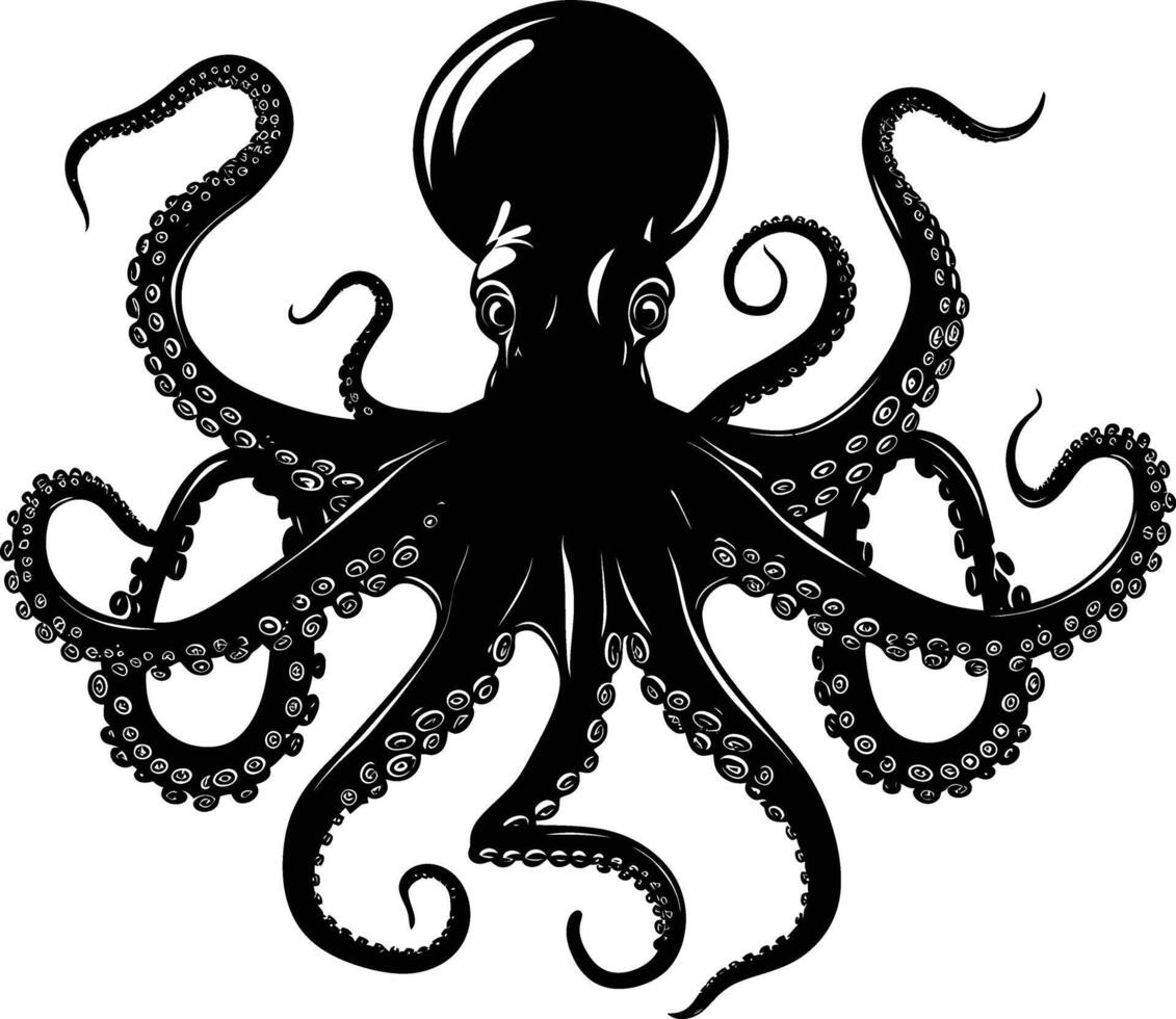 ai gegenereerd silhouet Octopus zwart kleur enkel en alleen vol lichaam vector