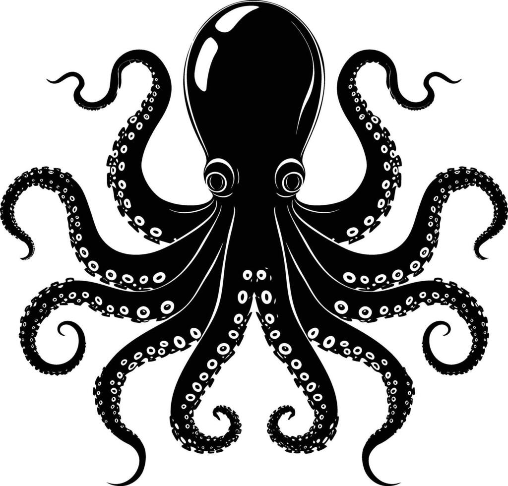 ai gegenereerd silhouet Octopus zwart kleur enkel en alleen vol lichaam vector