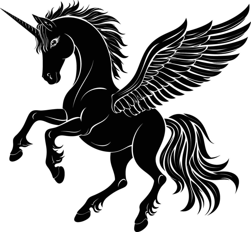 ai gegenereerd silhouet Pegasus zwart kleur enkel en alleen vol lichaam vector