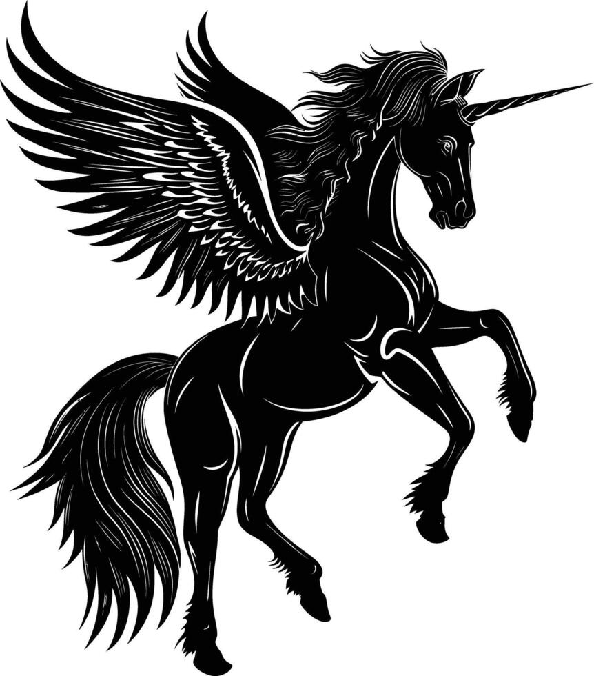 ai gegenereerd silhouet Pegasus zwart kleur enkel en alleen vol lichaam vector