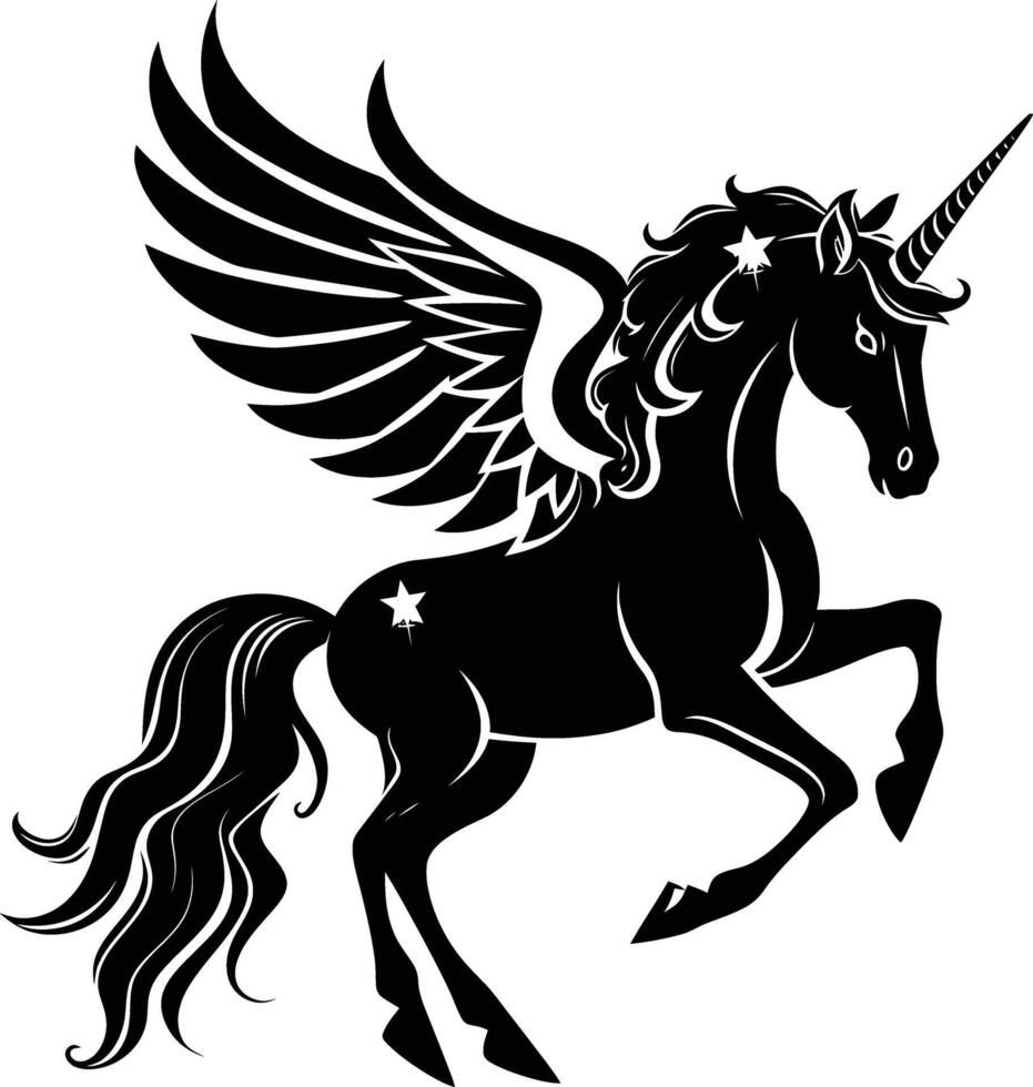 ai gegenereerd silhouet Pegasus zwart kleur enkel en alleen vol lichaam vector