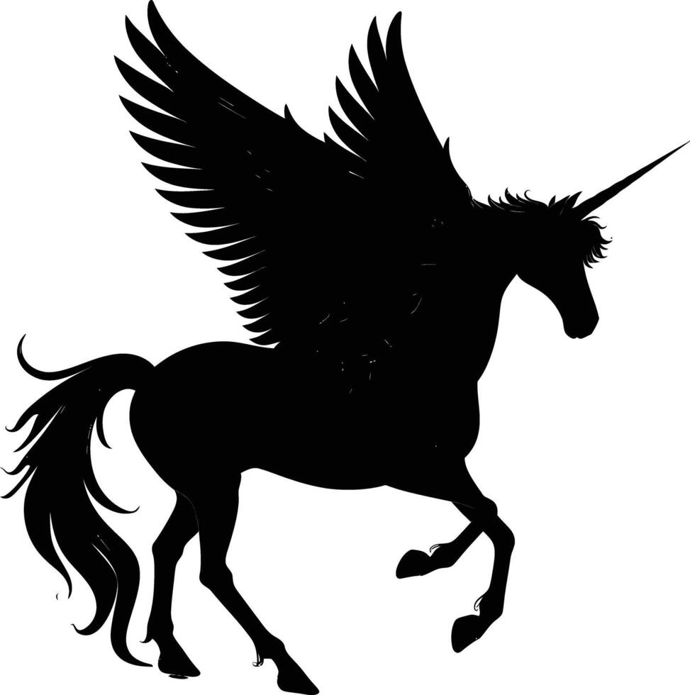 ai gegenereerd silhouet Pegasus zwart kleur enkel en alleen vol lichaam vector