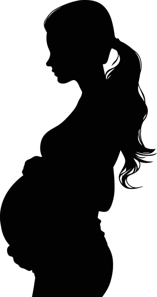ai gegenereerd silhouet zwanger mam vol lichaam zwart kleur enkel en alleen vector