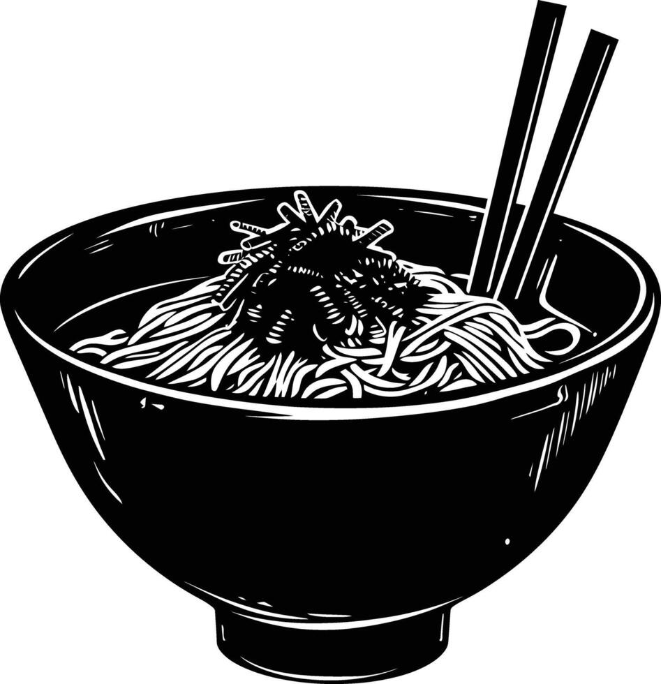 ai gegenereerd silhouet ramen of ramyeon zwart kleur enkel en alleen vector