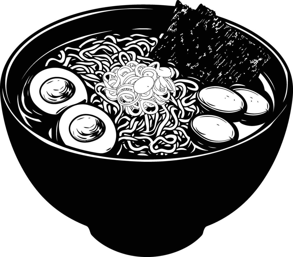 ai gegenereerd silhouet ramen of ramyeon zwart kleur enkel en alleen vector