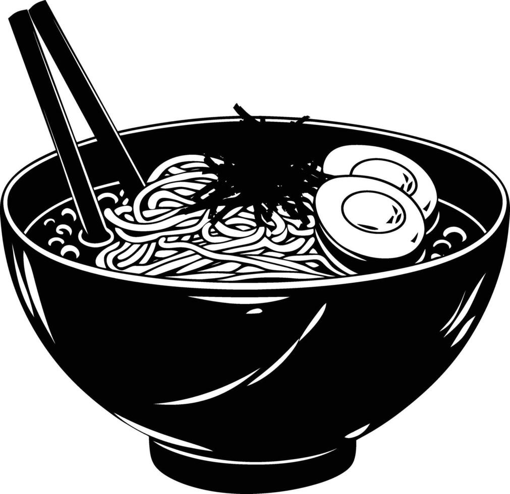 ai gegenereerd silhouet ramen of ramyeon zwart kleur enkel en alleen vector