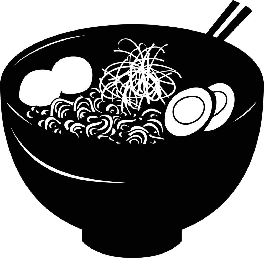 ai gegenereerd silhouet ramen of ramyeon zwart kleur enkel en alleen vector