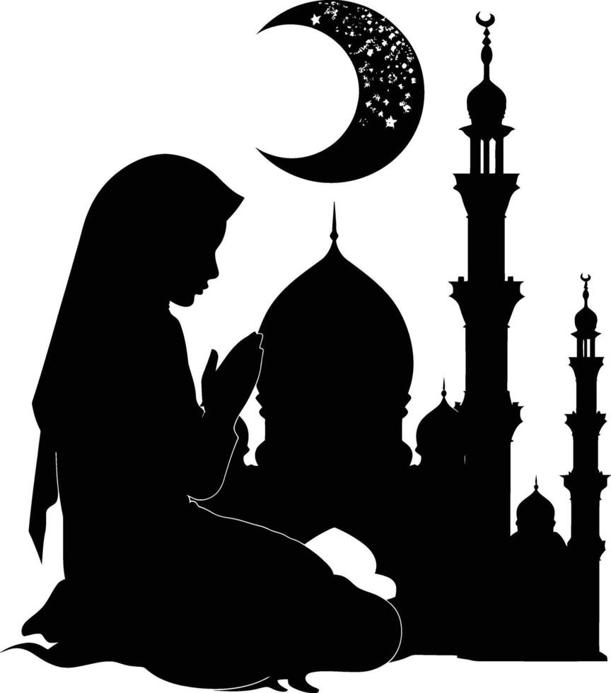 ai gegenereerd silhouet zegen Ramadan gevoel Ramadan kareem Islamitisch groet kaart vector