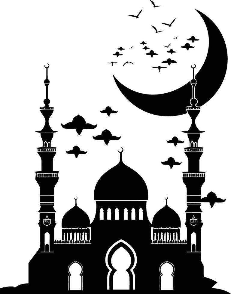 ai gegenereerd silhouet zegen Ramadan gevoel Ramadan kareem Islamitisch groet kaart vector