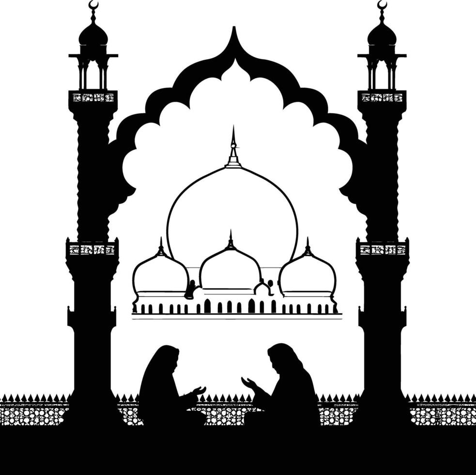 ai gegenereerd silhouet zegen Ramadan gevoel Ramadan kareem Islamitisch groet kaart vector