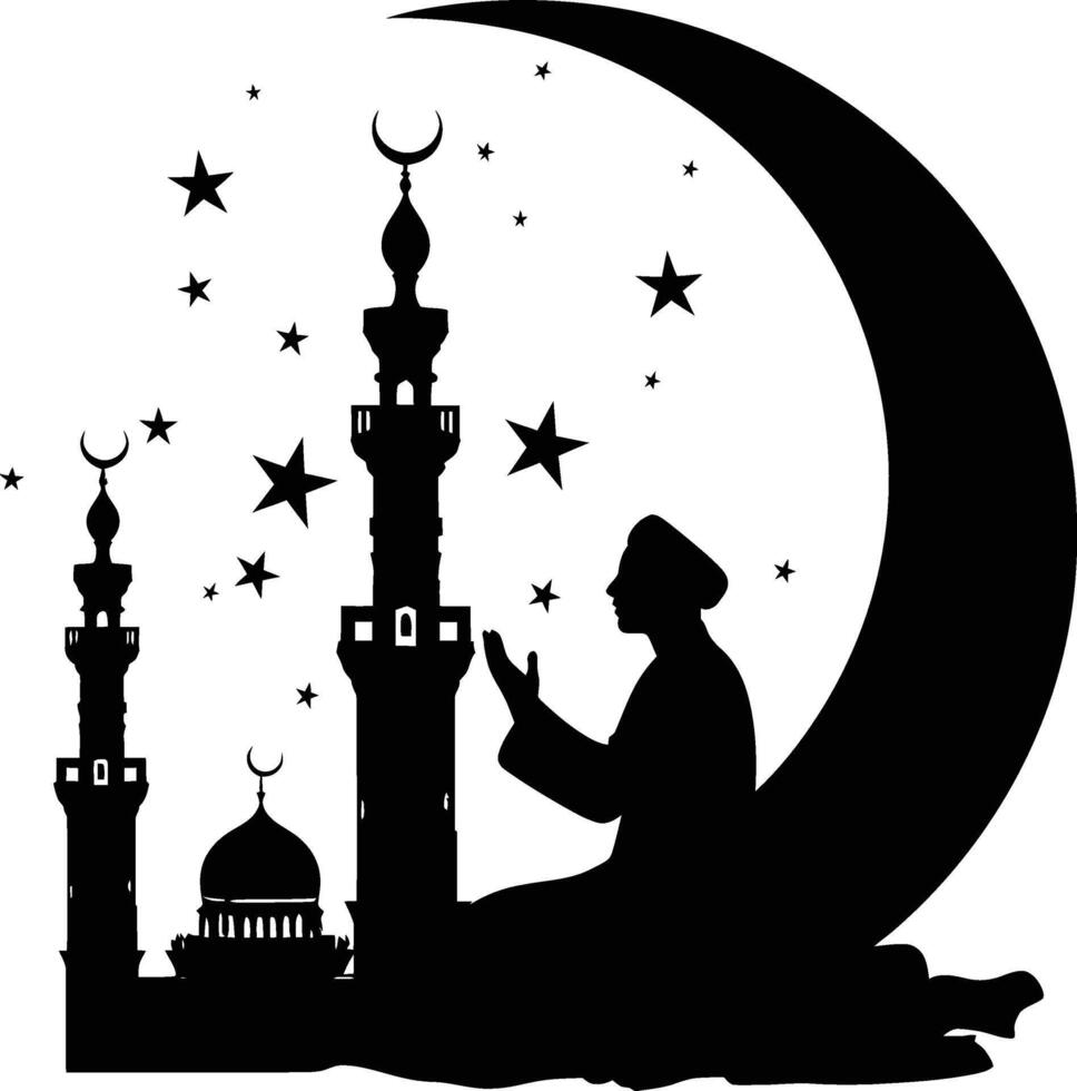 ai gegenereerd silhouet zegen Ramadan gevoel Ramadan kareem Islamitisch groet kaart vector