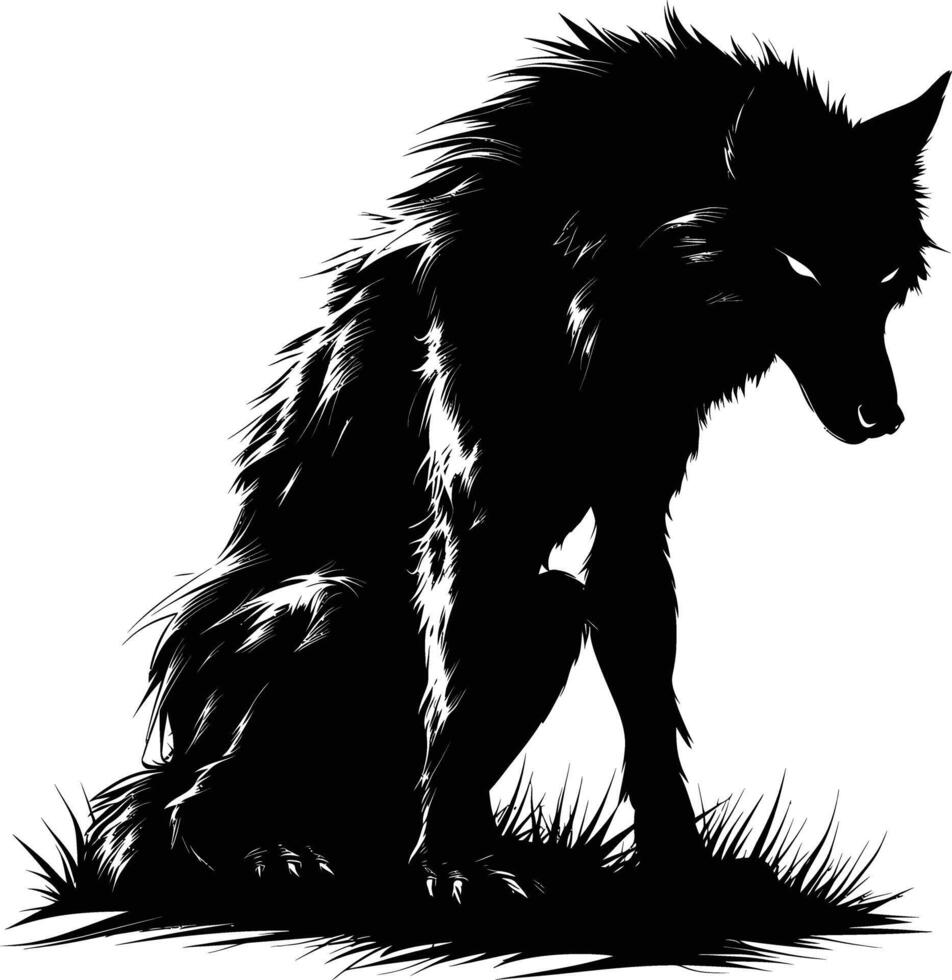 ai gegenereerd silhouet weerwolf of zo nu en dan lycanthrope of Lycan monster zwart kleur enkel en alleen vol lichaam vector