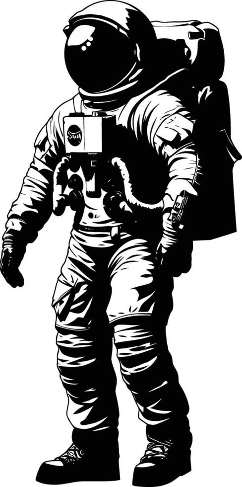 ai gegenereerd silhouet astronaut zwart kleur enkel en alleen vol lichaam vector