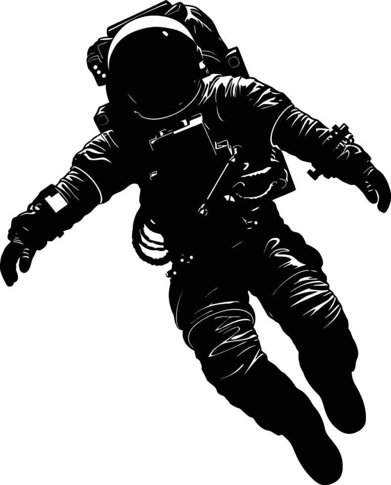 ai gegenereerd silhouet astronaut drijvend in ruimte zwart kleur enkel en alleen vol lichaam vector