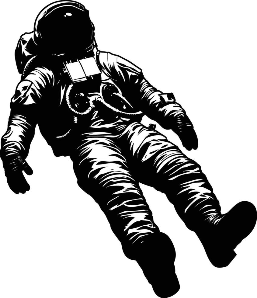 ai gegenereerd silhouet astronaut drijvend in ruimte zwart kleur enkel en alleen vol lichaam vector