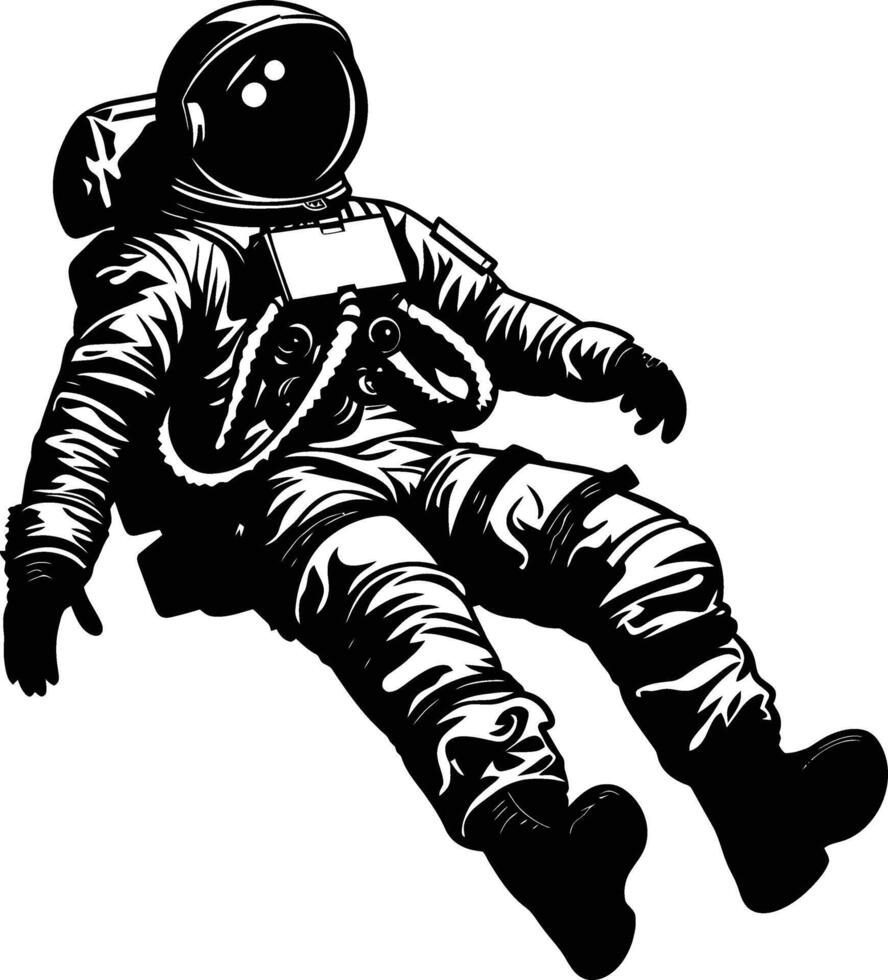 ai gegenereerd silhouet astronaut drijvend in ruimte zwart kleur enkel en alleen vol lichaam vector