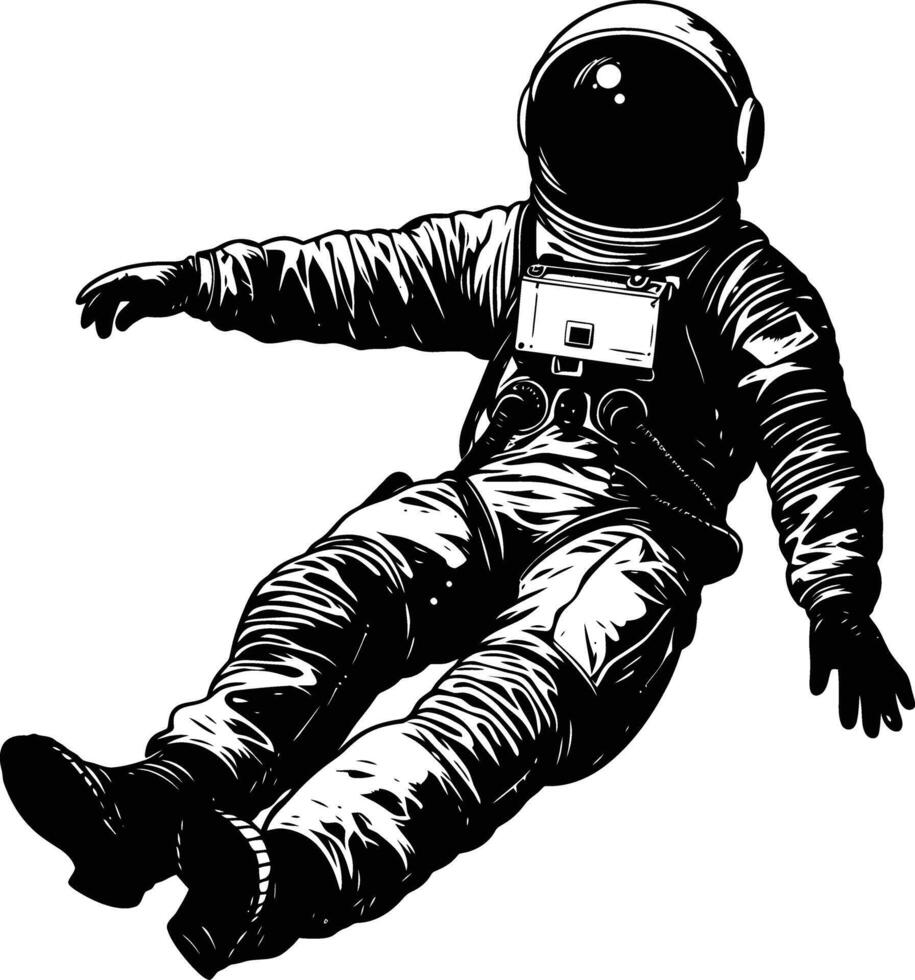 ai gegenereerd silhouet astronaut drijvend in ruimte zwart kleur enkel en alleen vol lichaam vector