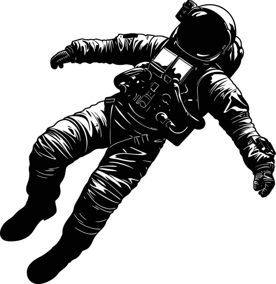 ai gegenereerd silhouet astronaut drijvend in ruimte zwart kleur enkel en alleen vol lichaam vector