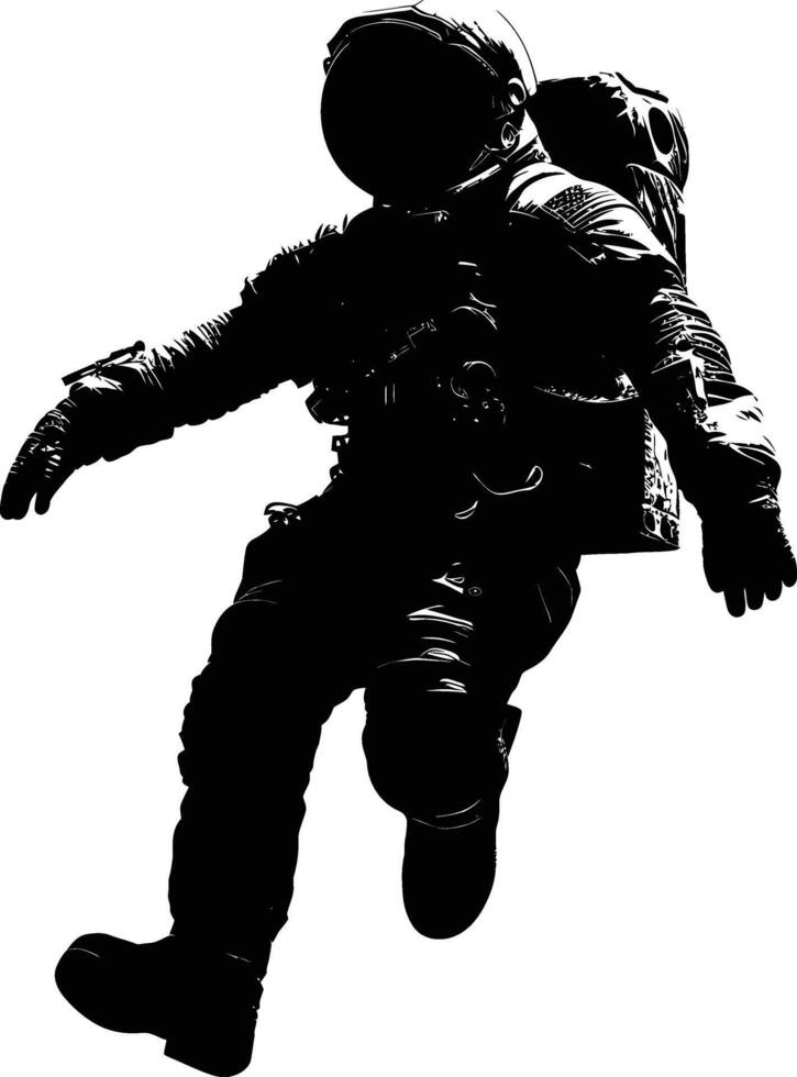 ai gegenereerd silhouet astronaut drijvend in ruimte zwart kleur enkel en alleen vol lichaam vector