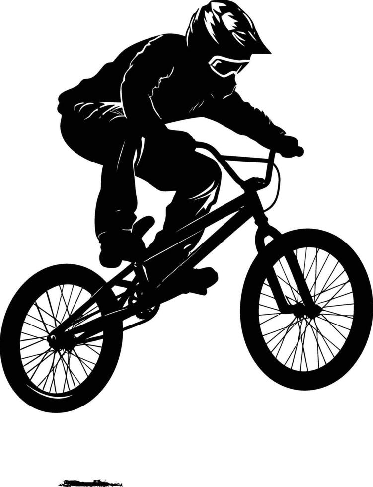 ai gegenereerd silhouet bmx fiets springt in de lucht zwart kleur enkel en alleen vol lichaam vector