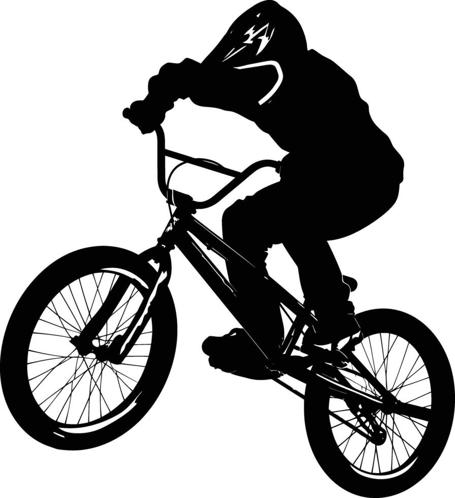 ai gegenereerd silhouet bmx fiets springt in de lucht zwart kleur enkel en alleen vol lichaam vector