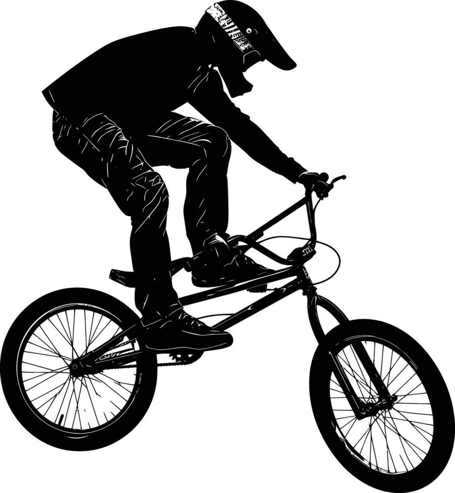 ai gegenereerd silhouet bmx fiets springt in de lucht zwart kleur enkel en alleen vol lichaam vector