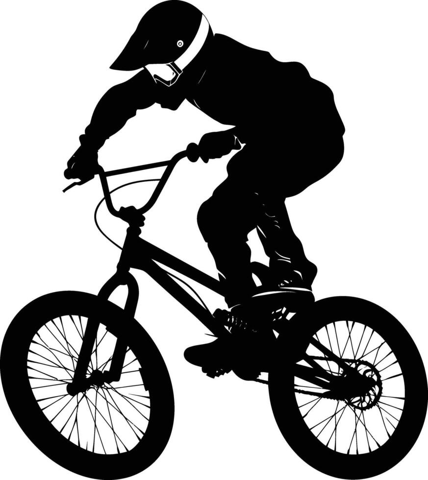 ai gegenereerd silhouet bmx fiets springt in de lucht zwart kleur enkel en alleen vol lichaam vector