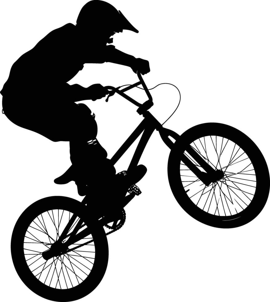 ai gegenereerd silhouet bmx fiets springt in de lucht zwart kleur enkel en alleen vol lichaam vector