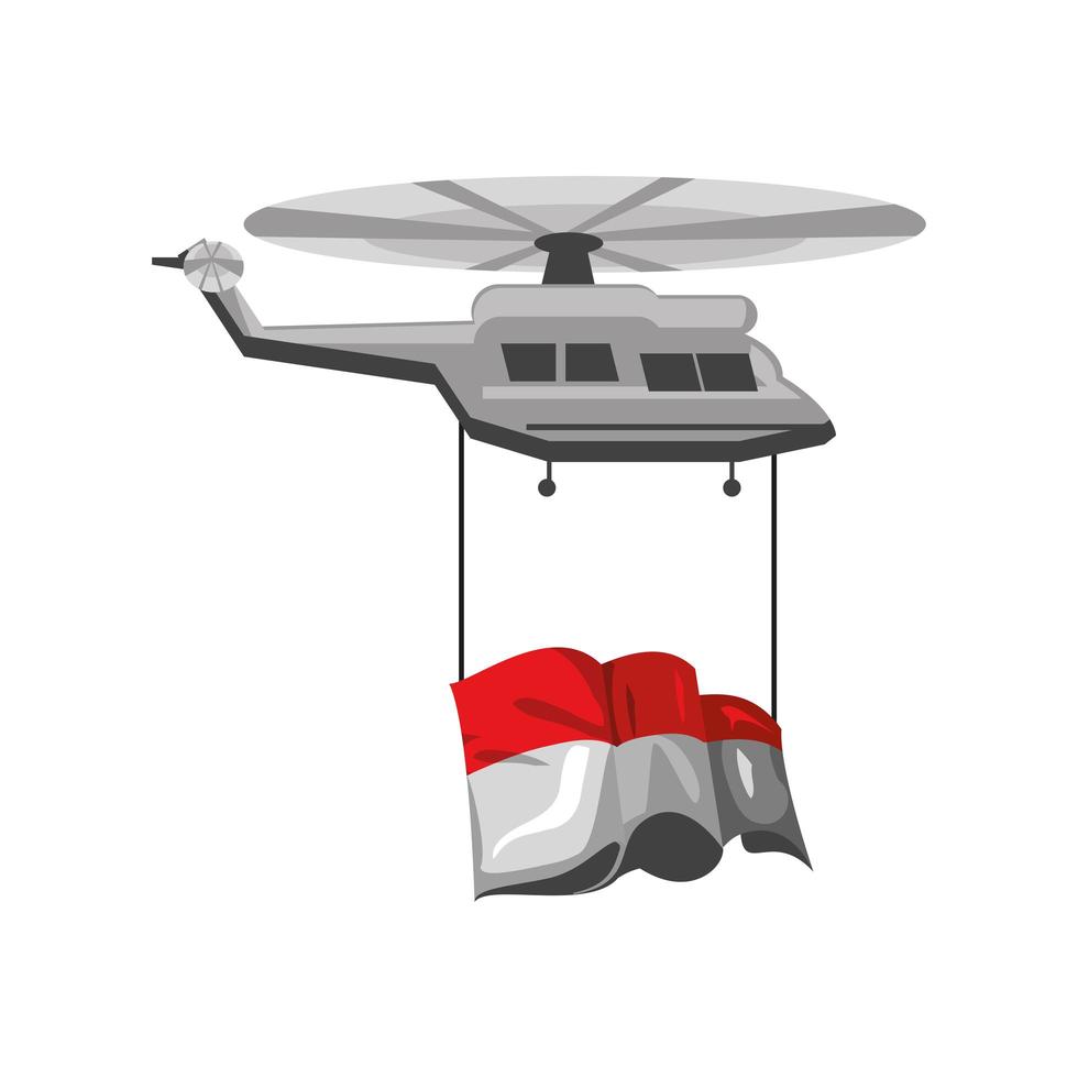 helikopter met vlag van Indonesië vector