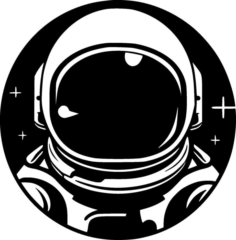 astronaut - zwart en wit geïsoleerd icoon - vector illustratie