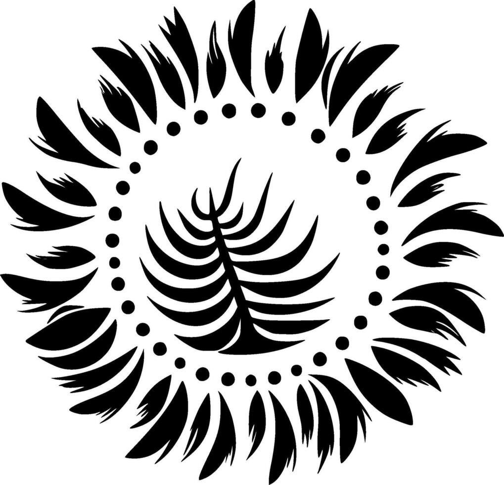 boho - zwart en wit geïsoleerd icoon - vector illustratie