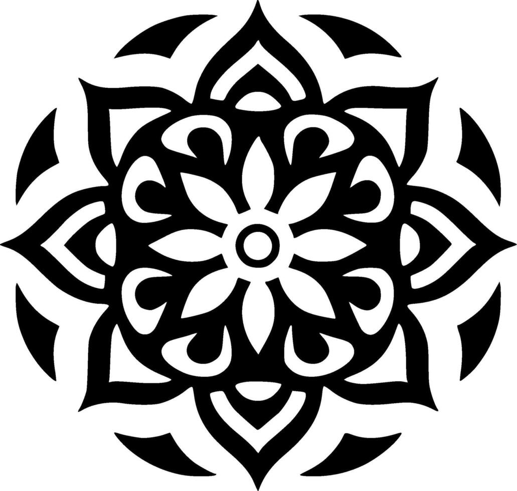 mandala - zwart en wit geïsoleerd icoon - vector illustratie